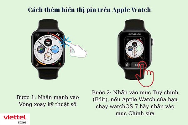 Cách hiển thị pin trên mặt Apple Watch