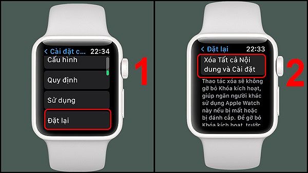 Cách reset Apple Watch tại phần Cài đặt trên đồng hồ
