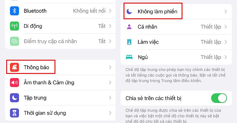Chế độ không làm phiền trên iPhone