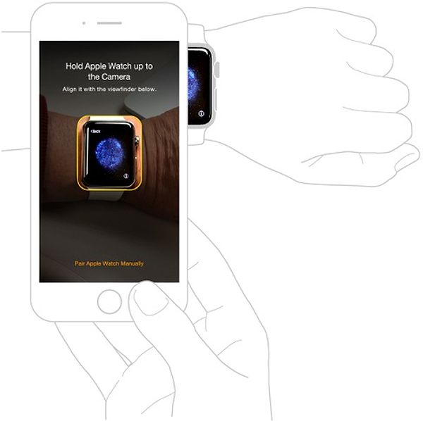 Đưa camera điện thoại iPhone vào màn hình Apple Watch để ghép đôi.