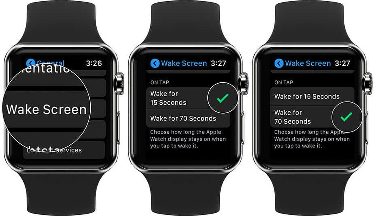 Giao diện tùy chọn thời gian hiển thị trên Apple Watch