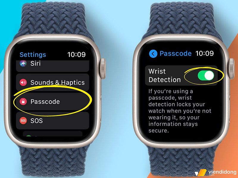 Hình ảnh hướng dẫn kích hoạt tính năng Wrist Detection trên Apple Watch