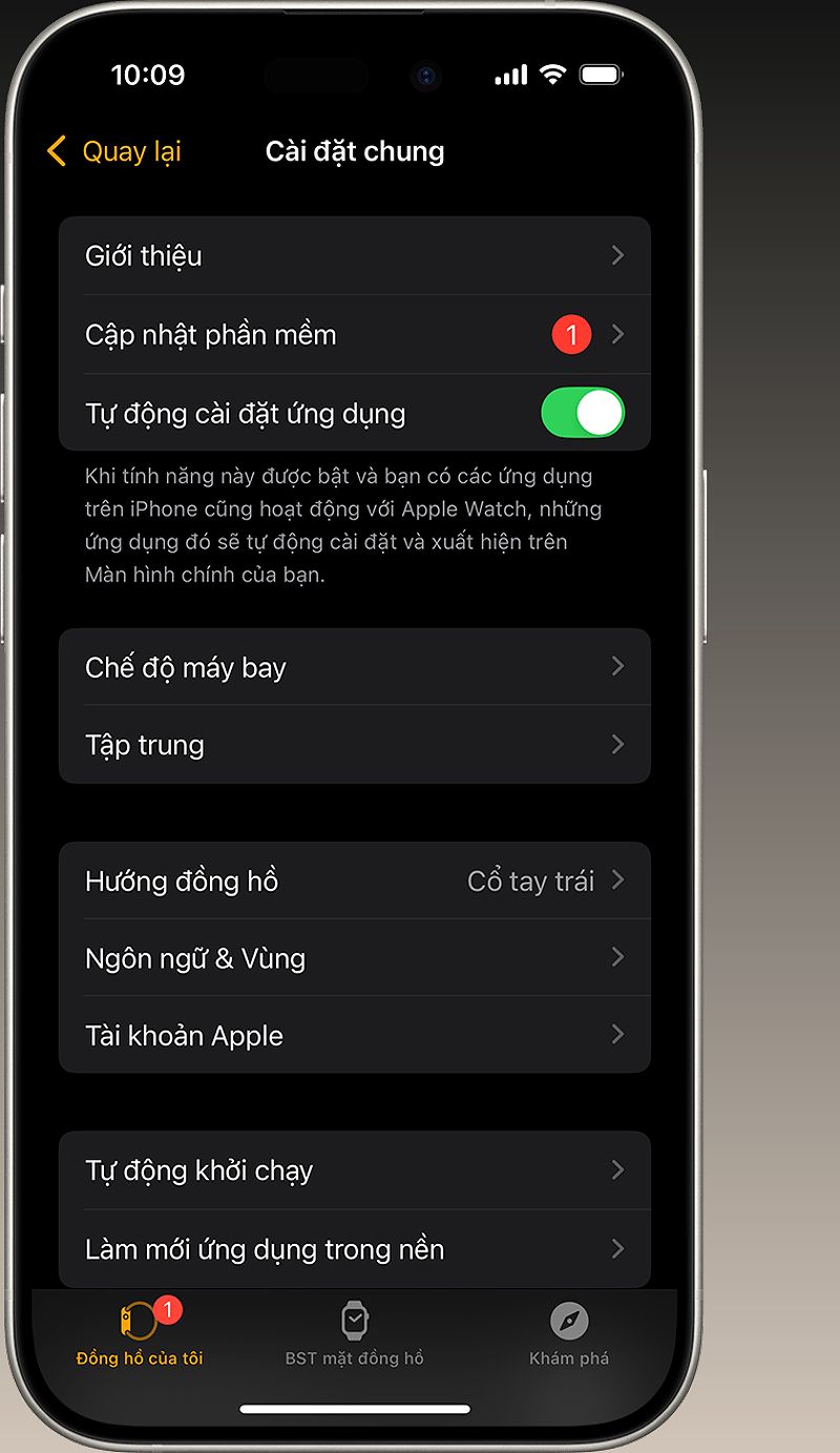 Màn hình iPhone hiển thị Cài đặt chung