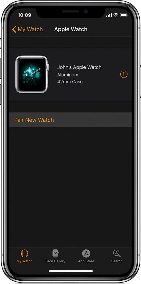 Nhấn vào 'Pair New Watch' để ghép đôi đồng hồ mới với iPhone.
